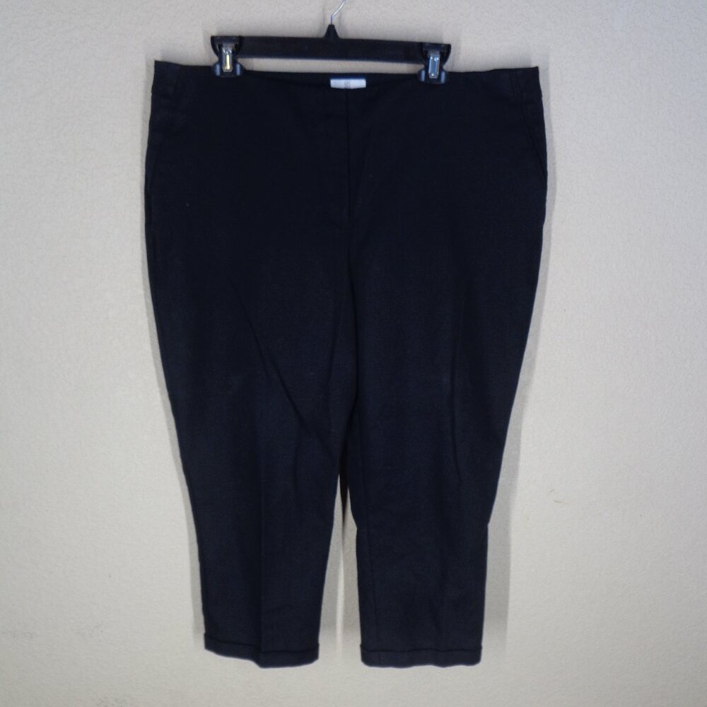 Chico's So Slimming Pants Womens Size 3 XL 16  Black Flat Front Cropped